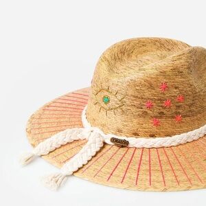 Corazon Straw Sun Hat with Pink Accents